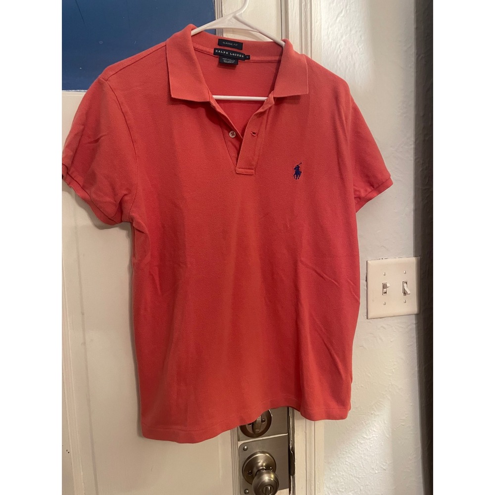 Ralph Lauren Polo Shirt Men L Coral Classic Fit Short Sleeve Pony Logo Preppy